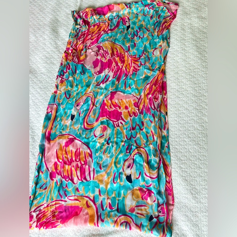 Lilly Pulitzer Peel N Eat Flamingo Print Riley minis Scarf 24” long